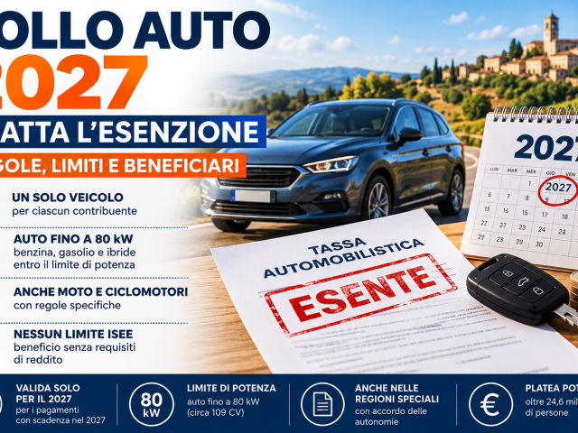 Esenzione bollo auto 2027 per un solo veicolo